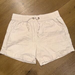 Women’s Drawstring Linen-Blend Shorts in Light Pink‎